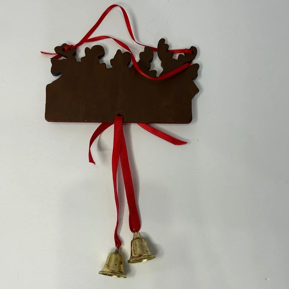 Hand Painted Wooden Christmas Ornaments Snowman‎ Reindeer Set of 4 Winter Cute